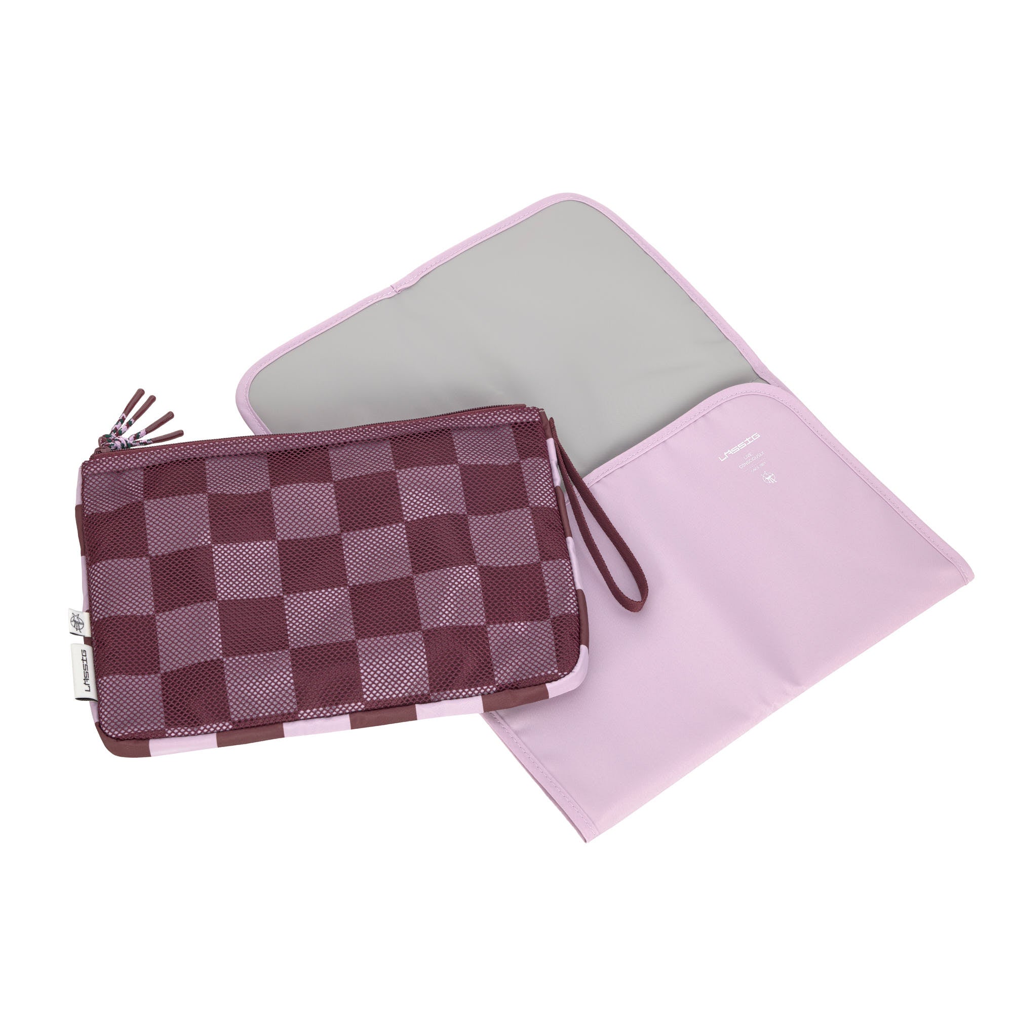 Lässig "Windeltasche - Clutch" Tiefrot / Lavendel
