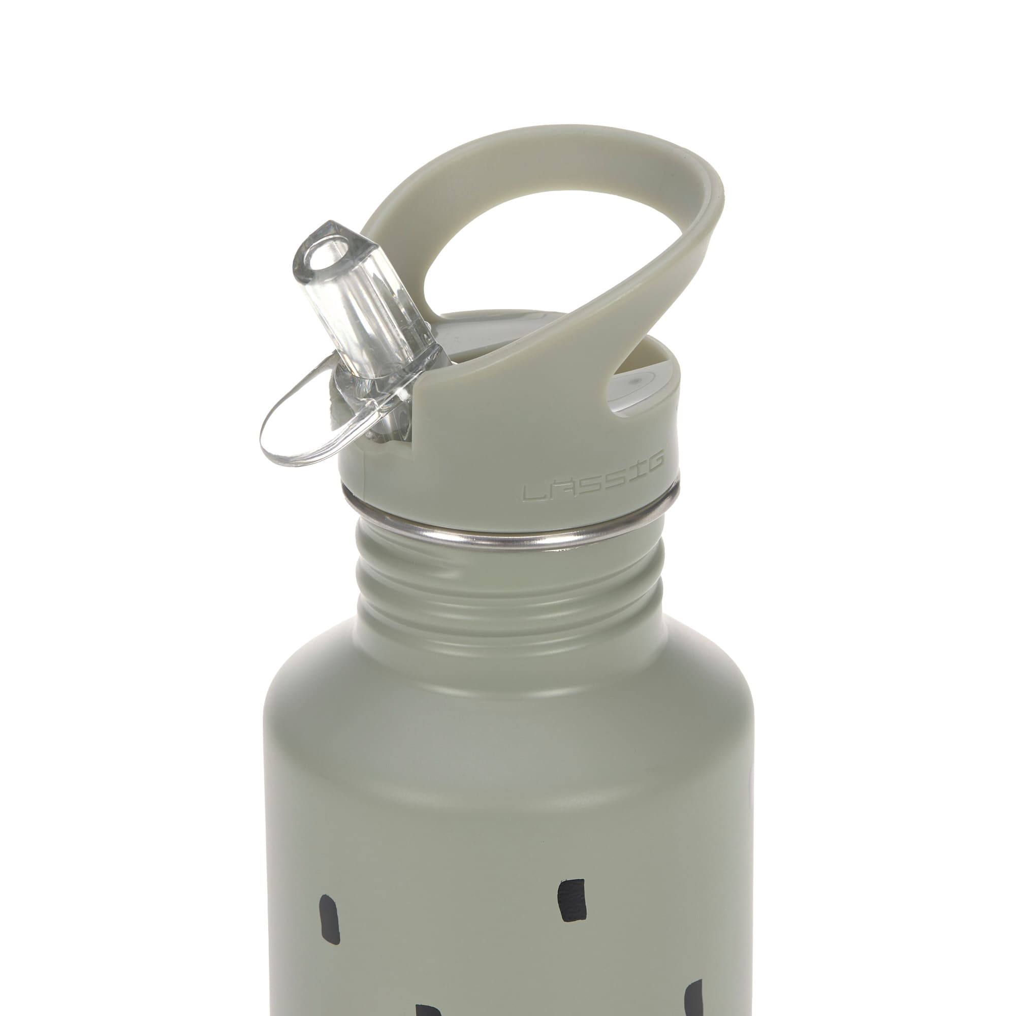 Lässig "Edelstahl Kinder Trinkflasche - Happy" Oliv