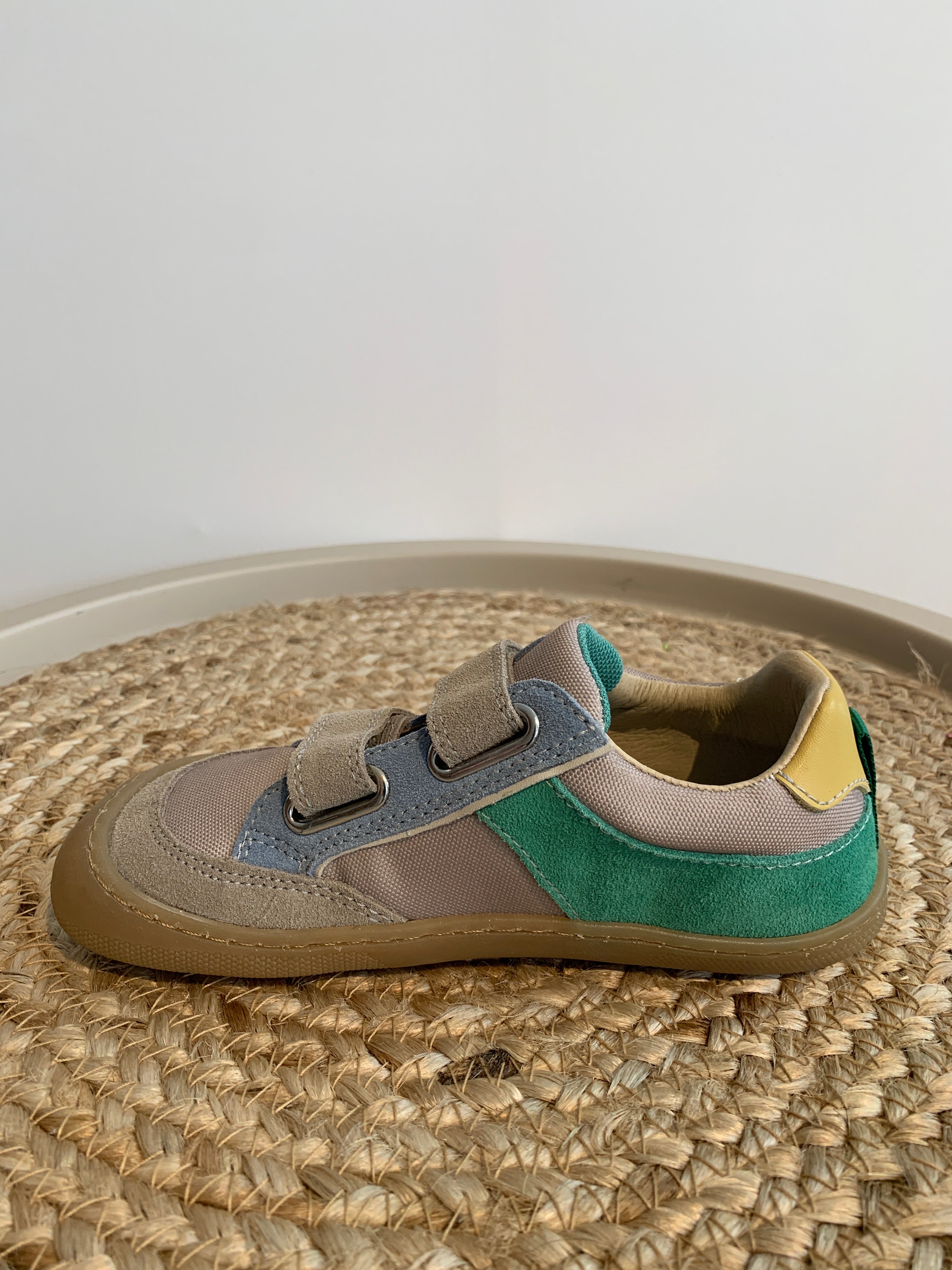 BAREFOOT KESY VL. SUEDE/FABRIC TAUPE-BEIGE-CELESTE-GREEN