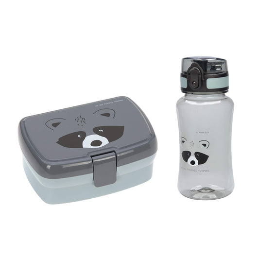 Lässig "Brotdose & Trinkflasche Set - About Friends - Waschbär" Grau
