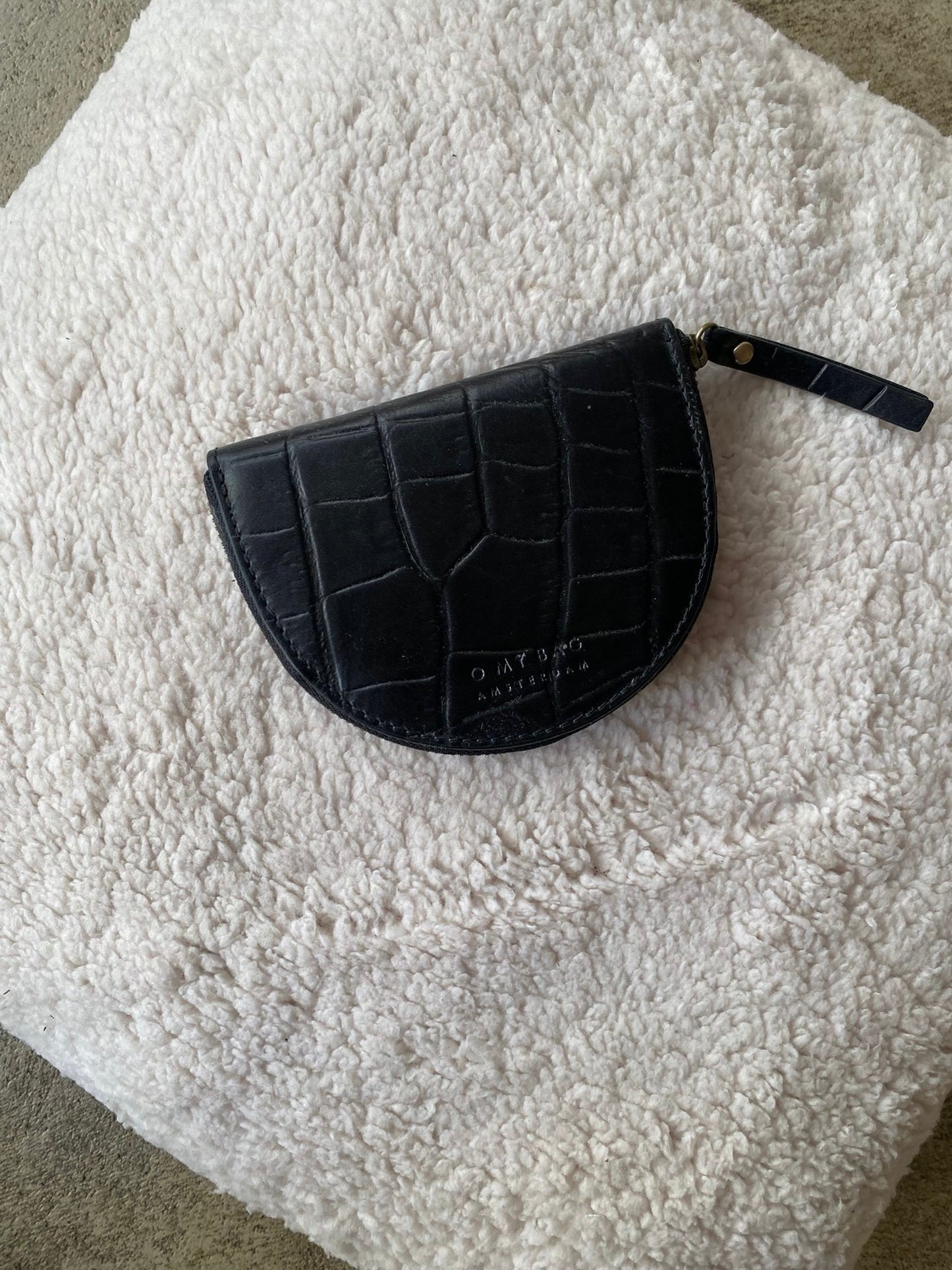 O MY BAG Laura Coin Purse - Black Croco Classic Leather